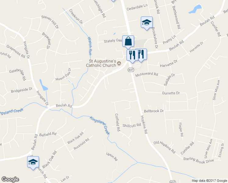 map of restaurants, bars, coffee shops, grocery stores, and more near 4437 Beulah Road in Richmond