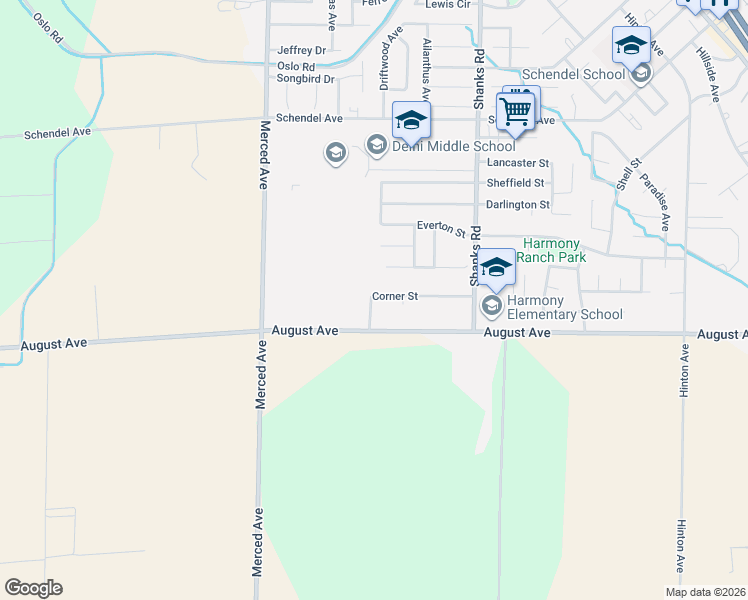 map of restaurants, bars, coffee shops, grocery stores, and more near 16735 Corner Street in Delhi