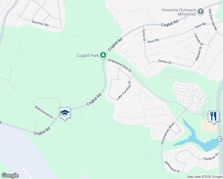 map of restaurants, bars, coffee shops, grocery stores, and more near 7018 Lake Caroline Drive in Chesterfield