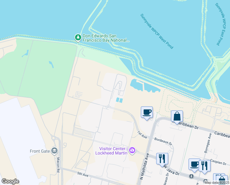 map of restaurants, bars, coffee shops, grocery stores, and more near 721 1st Avenue in Sunnyvale