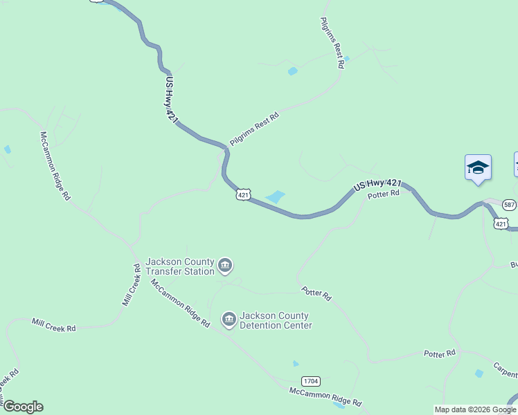 map of restaurants, bars, coffee shops, grocery stores, and more near 417 U.S. 421 in McKee