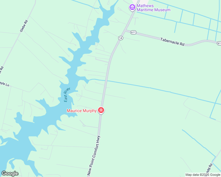 map of restaurants, bars, coffee shops, grocery stores, and more near 1131 New Point Comfort Highway in Mathews