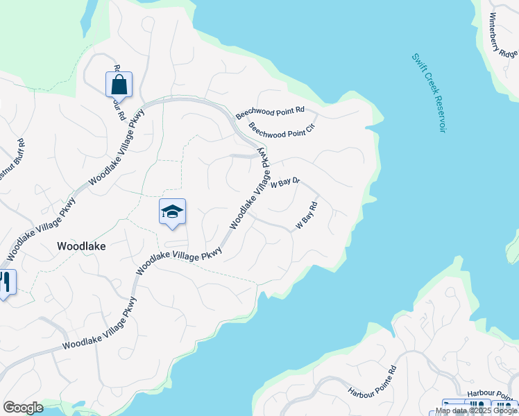 map of restaurants, bars, coffee shops, grocery stores, and more near 5519 West Bay Court in Midlothian