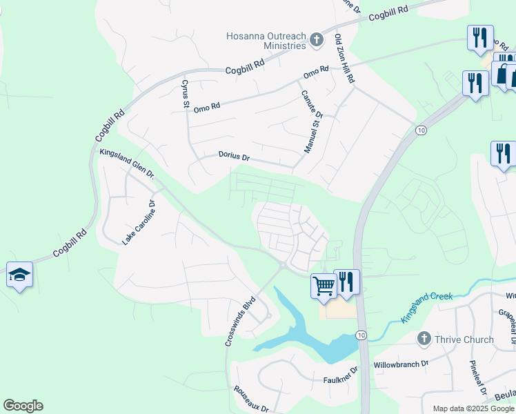 map of restaurants, bars, coffee shops, grocery stores, and more near 6732 Hill Road in Chesterfield County