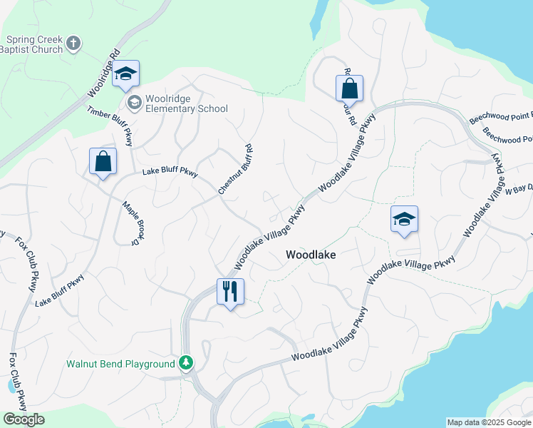 map of restaurants, bars, coffee shops, grocery stores, and more near 14712 Beacon Hill Court in Midlothian