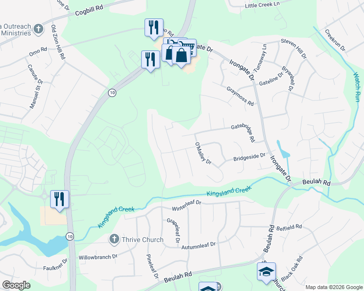 map of restaurants, bars, coffee shops, grocery stores, and more near 5700 Koufax Drive in Richmond