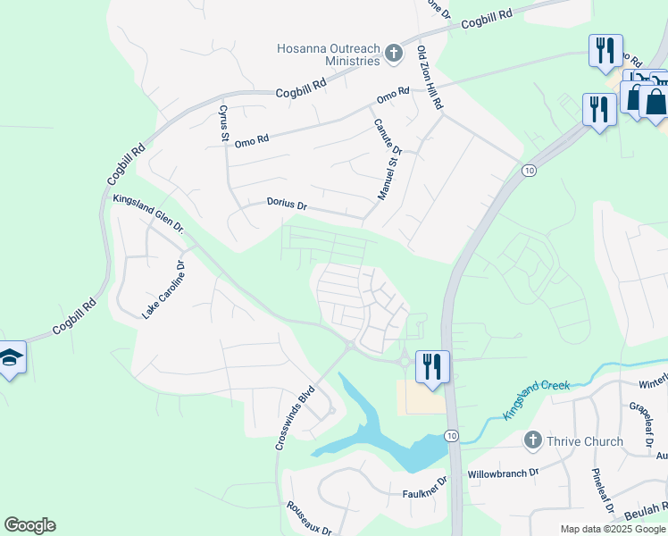 map of restaurants, bars, coffee shops, grocery stores, and more near 6732 Hill Road in Chesterfield County