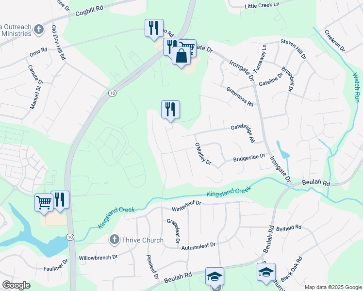 map of restaurants, bars, coffee shops, grocery stores, and more near 5607 Gatebridge Road in Richmond