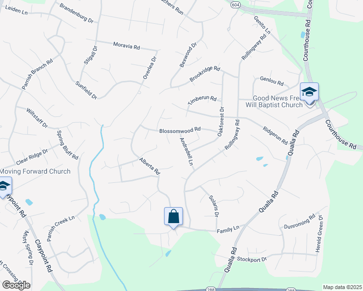map of restaurants, bars, coffee shops, grocery stores, and more near 5124 Andradell Lane in Chesterfield
