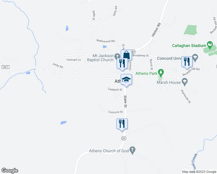 map of restaurants, bars, coffee shops, grocery stores, and more near 114 Caldwell Street in Princeton