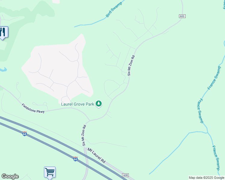 map of restaurants, bars, coffee shops, grocery stores, and more near 3419 Foxglove Drive in Toano