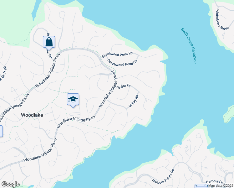 map of restaurants, bars, coffee shops, grocery stores, and more near 5516 West Bay Court in Midlothian