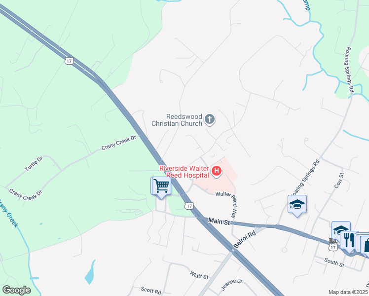 map of restaurants, bars, coffee shops, grocery stores, and more near 7602 Meredith Drive in Gloucester
