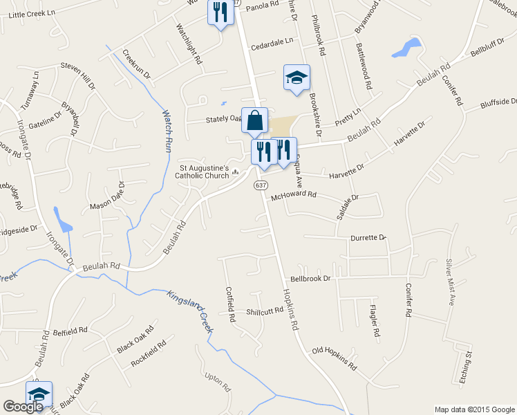 map of restaurants, bars, coffee shops, grocery stores, and more near 7218 Hopkins Road in Richmond