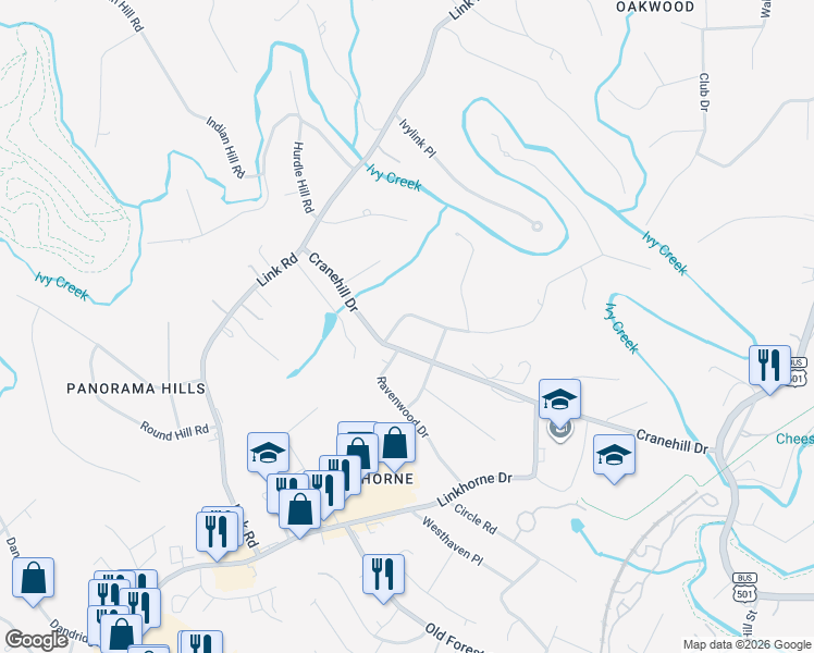 map of restaurants, bars, coffee shops, grocery stores, and more near 3119 Sedgewick Drive in Lynchburg