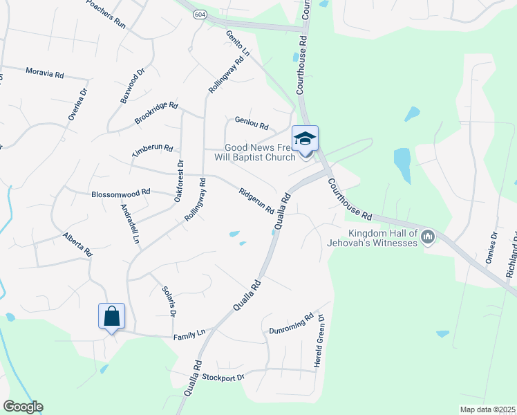 map of restaurants, bars, coffee shops, grocery stores, and more near 10325 Ridgerun Road in Chesterfield