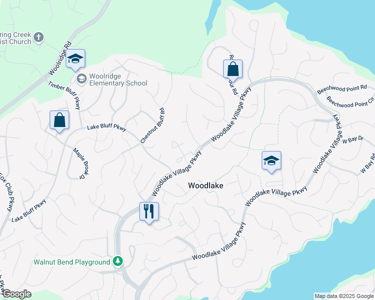 map of restaurants, bars, coffee shops, grocery stores, and more near 14600 Back Bay Court in Midlothian