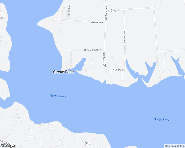 map of restaurants, bars, coffee shops, grocery stores, and more near 97 Cradle Point Lane in North