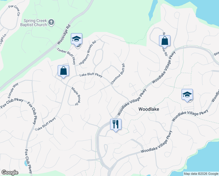 map of restaurants, bars, coffee shops, grocery stores, and more near 5601 Sandstone Ridge Road in Midlothian