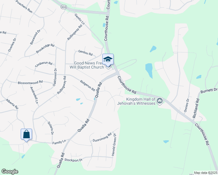 map of restaurants, bars, coffee shops, grocery stores, and more near 10218 Ridgerun Road in Chesterfield