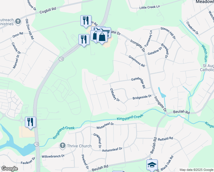 map of restaurants, bars, coffee shops, grocery stores, and more near 5607 Gatebridge Rd in Richmond