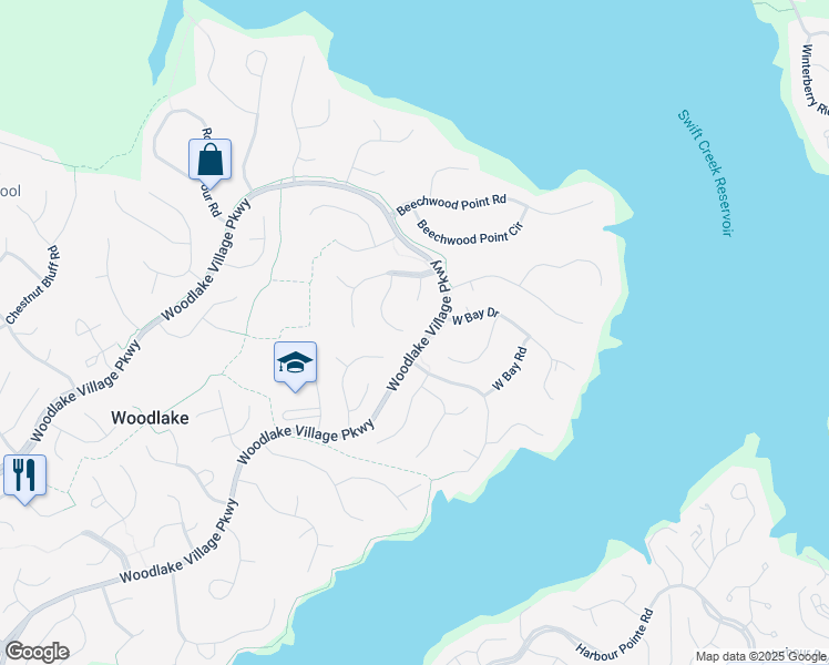 map of restaurants, bars, coffee shops, grocery stores, and more near 5612 Fiddlers Ridge Lane in Midlothian