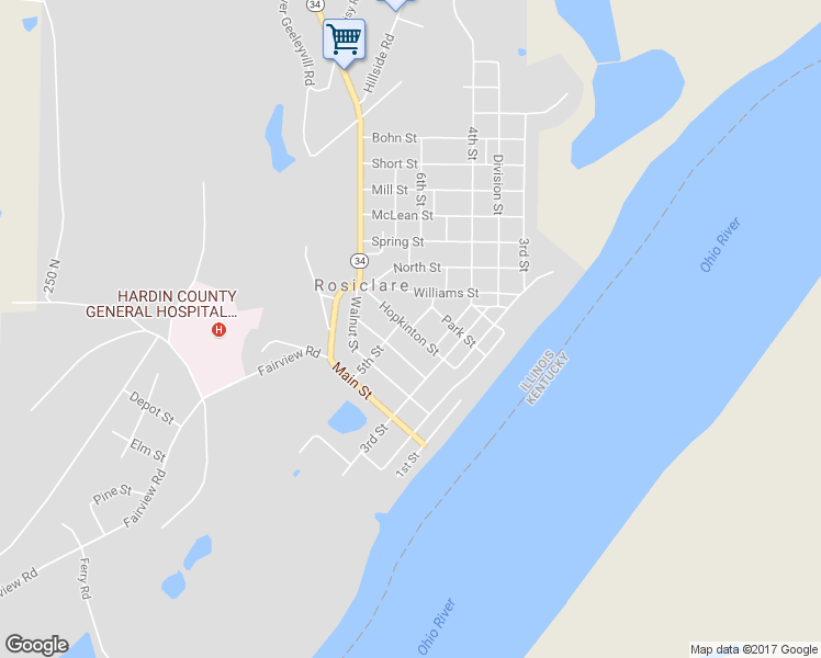 map of restaurants, bars, coffee shops, grocery stores, and more near Hopkinton Street in Rosiclare