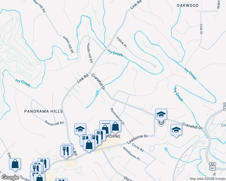 map of restaurants, bars, coffee shops, grocery stores, and more near 3119 Sedgewick Drive in Lynchburg
