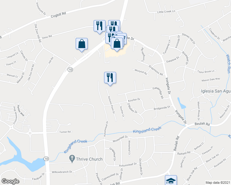 map of restaurants, bars, coffee shops, grocery stores, and more near 5620 Gatebridge Road in Richmond