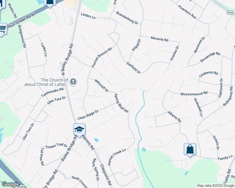 map of restaurants, bars, coffee shops, grocery stores, and more near 11307 Wiltstaff Drive in Midlothian