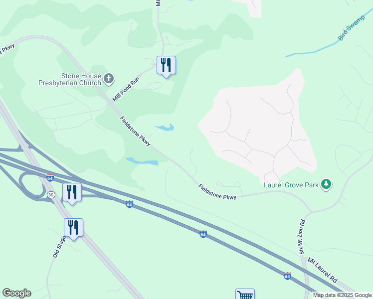 map of restaurants, bars, coffee shops, grocery stores, and more near 9331 Briarhill Way in Toano