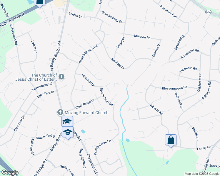 map of restaurants, bars, coffee shops, grocery stores, and more near 5007 Wiltstaff Place in Midlothian
