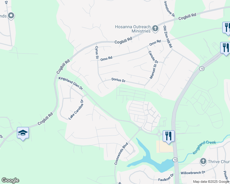 map of restaurants, bars, coffee shops, grocery stores, and more near 6442 Dorius Drive in Richmond