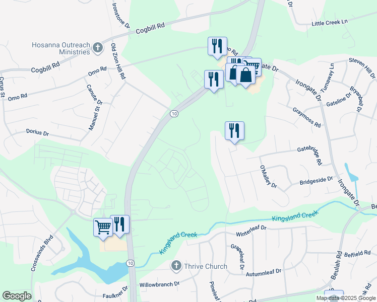 map of restaurants, bars, coffee shops, grocery stores, and more near 5844 Addison Gate Drive in Richmond