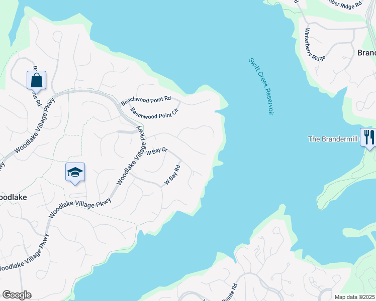 map of restaurants, bars, coffee shops, grocery stores, and more near 13801 Sunrise Bluff Road in Midlothian