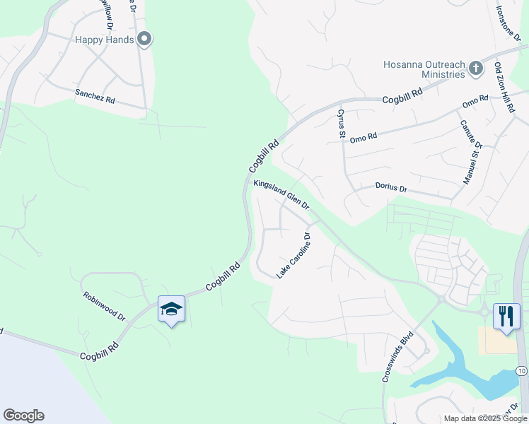 map of restaurants, bars, coffee shops, grocery stores, and more near 7118 Lake Caroline Drive in Chesterfield