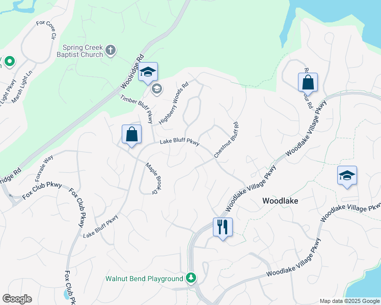 map of restaurants, bars, coffee shops, grocery stores, and more near 5506 Orchard Grove Lane in Midlothian