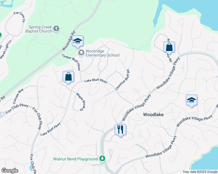 map of restaurants, bars, coffee shops, grocery stores, and more near 14904 Sandstone Ridge Court in Midlothian