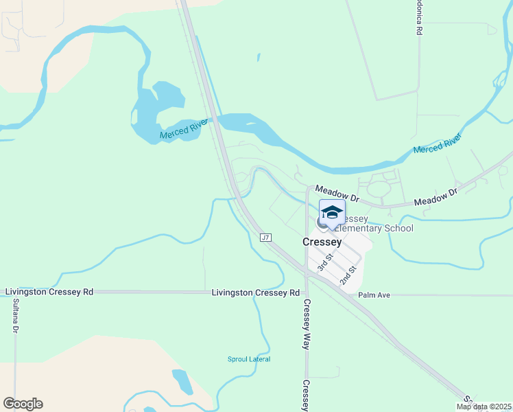 map of restaurants, bars, coffee shops, grocery stores, and more near Santa Fe Drive in Cressey