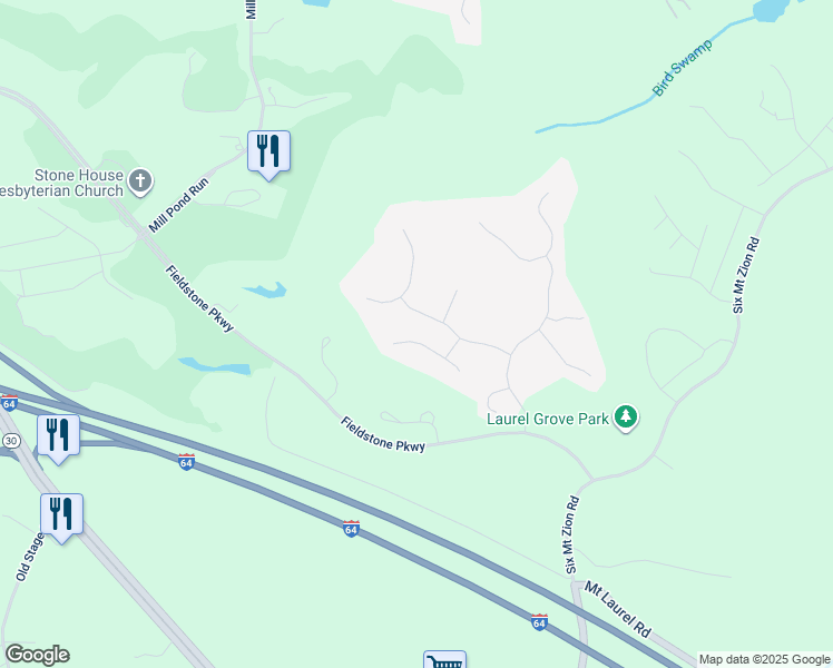 map of restaurants, bars, coffee shops, grocery stores, and more near 9412 Ashlock Court in Toano