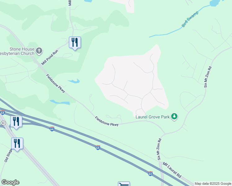 map of restaurants, bars, coffee shops, grocery stores, and more near 9412 Ashlock Court in Toano