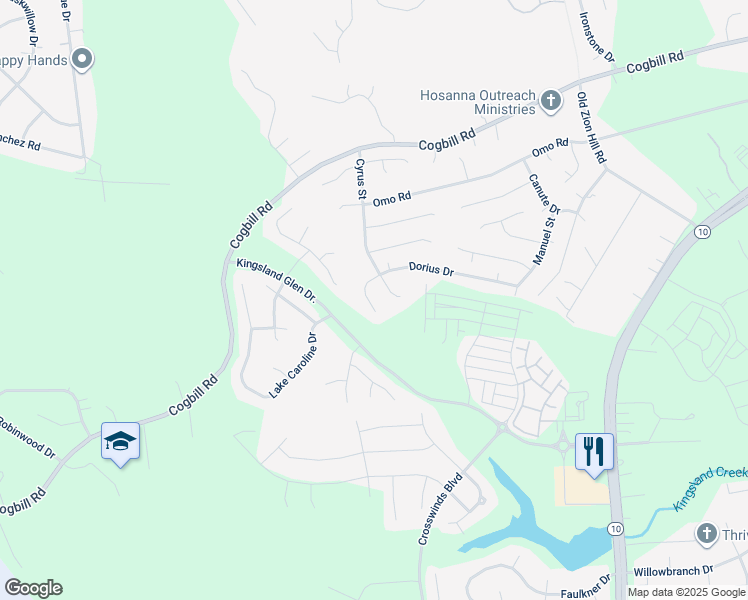 map of restaurants, bars, coffee shops, grocery stores, and more near 6425 Dorius Drive in Richmond