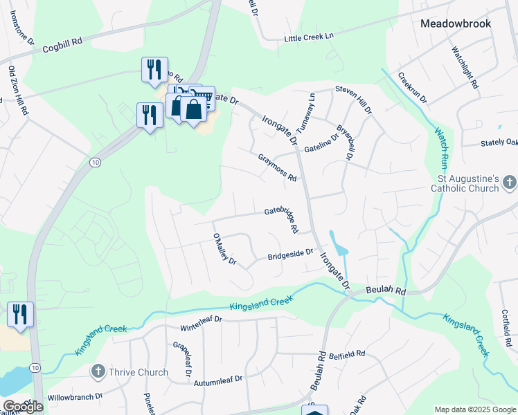 map of restaurants, bars, coffee shops, grocery stores, and more near 5324 Gatebridge Road in Richmond