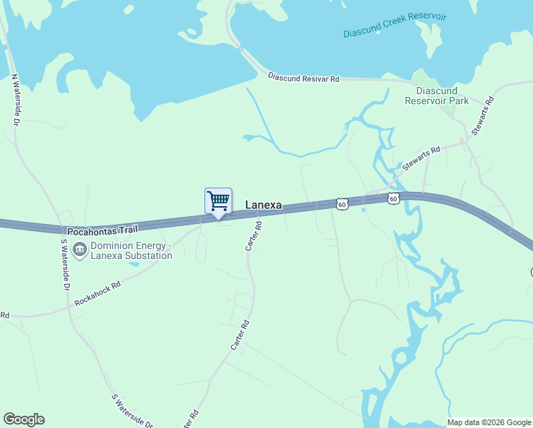 map of restaurants, bars, coffee shops, grocery stores, and more near 15501 Pocahontas Trail in Lanexa