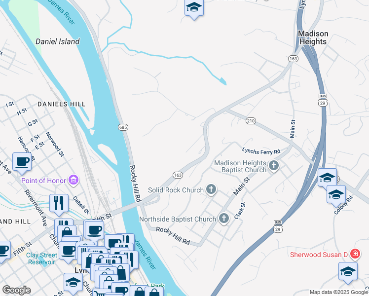 map of restaurants, bars, coffee shops, grocery stores, and more near 146 Madison Circle in Madison Heights