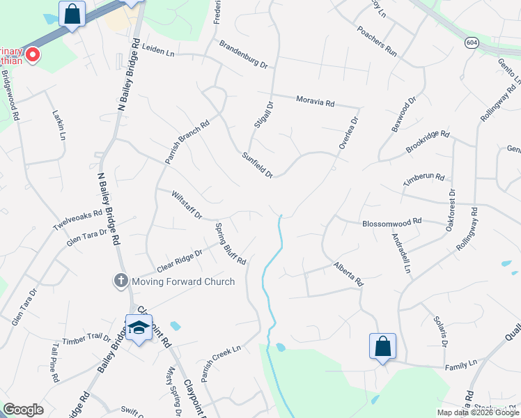 map of restaurants, bars, coffee shops, grocery stores, and more near 11118 Wiltstaff Drive in Midlothian