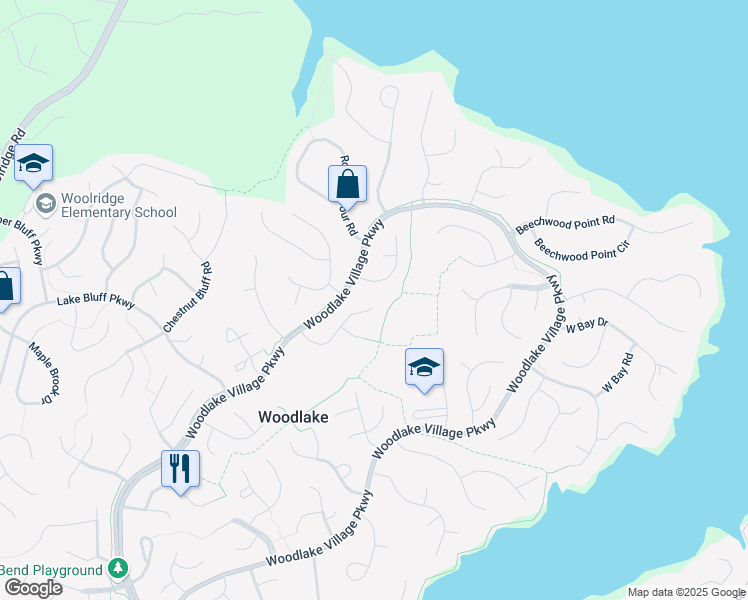 map of restaurants, bars, coffee shops, grocery stores, and more near 5502 Silver Birch Lane in Midlothian