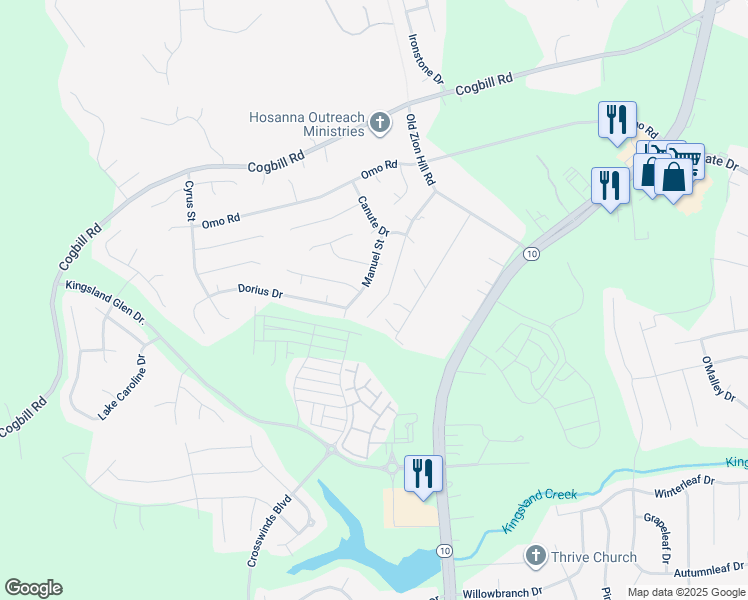 map of restaurants, bars, coffee shops, grocery stores, and more near 6706 Old Zion Hill Road in Richmond