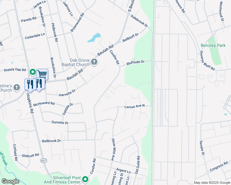 map of restaurants, bars, coffee shops, grocery stores, and more near 7071 Conifer Road in Richmond