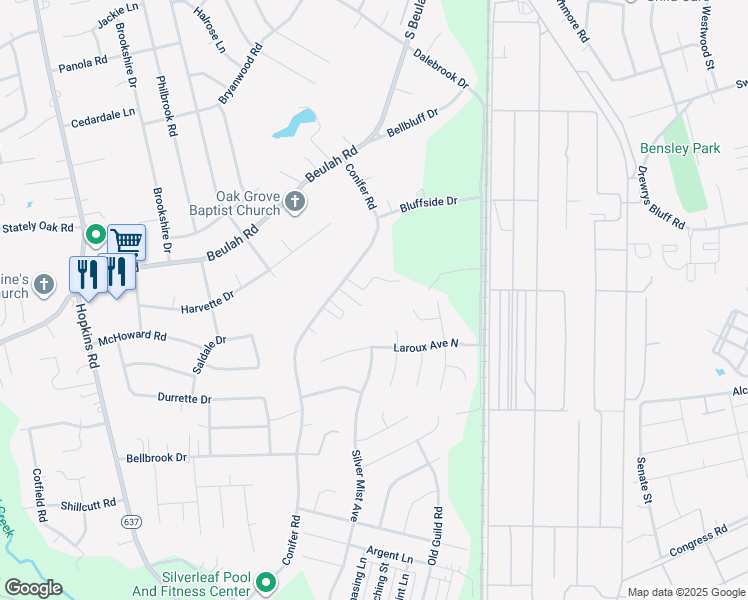map of restaurants, bars, coffee shops, grocery stores, and more near 7071 Conifer Road in Richmond